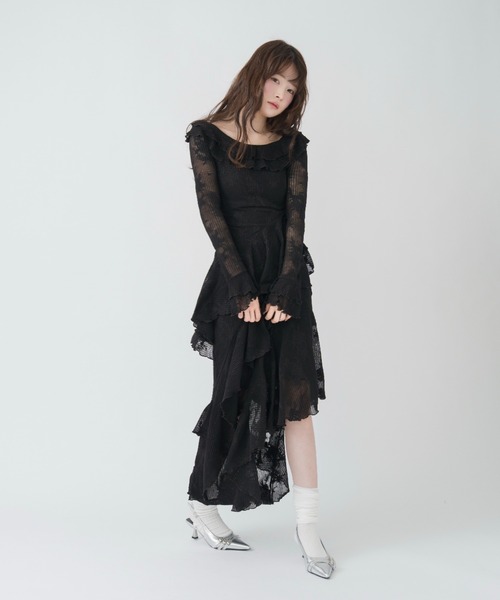 mellowneon（メロウネオン）の「3wayアシンメトリーフリルレースワンピース（ワンピース・レディース・アイボリー/ブラック・SMALL/MEDIUM）」の7枚目の写真