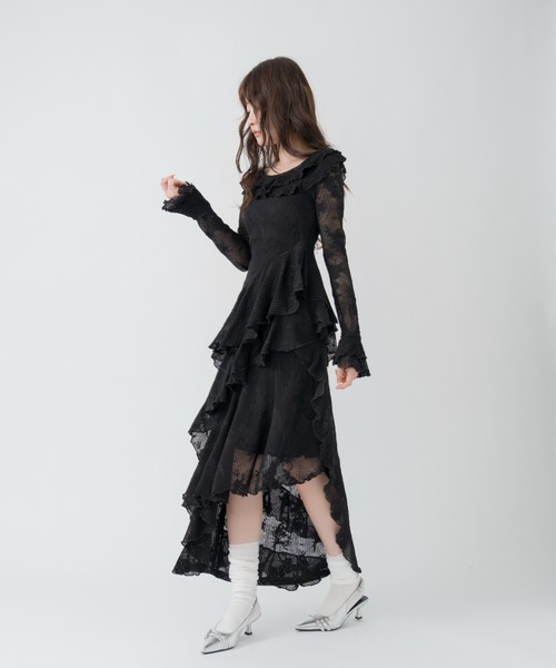 mellowneon（メロウネオン）の「3wayアシンメトリーフリルレースワンピース（ワンピース・レディース・アイボリー/ブラック・SMALL/MEDIUM）」の9枚目の写真