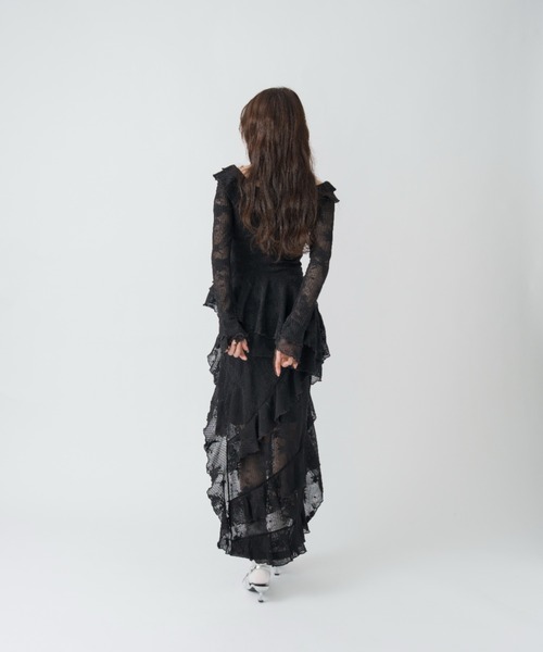 mellowneon（メロウネオン）の「3wayアシンメトリーフリルレースワンピース（ワンピース・レディース・アイボリー/ブラック・SMALL/MEDIUM）」の10枚目の写真