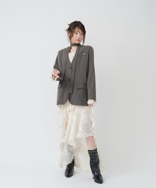 mellowneon（メロウネオン）の「3wayアシンメトリーフリルレースワンピース（ワンピース・レディース・アイボリー/ブラック・SMALL/MEDIUM）」の14枚目の写真