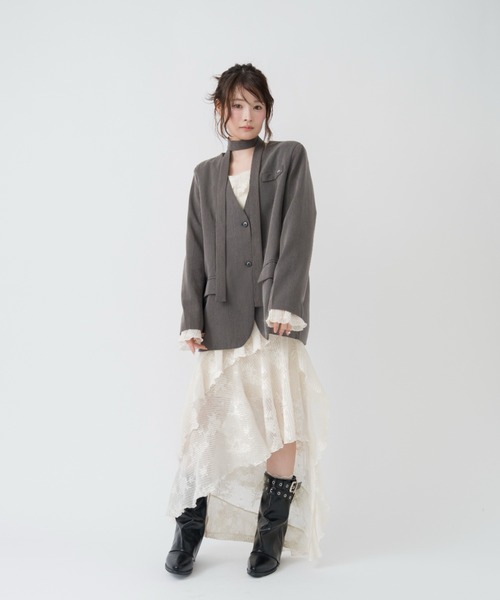 mellowneon（メロウネオン）の「3wayアシンメトリーフリルレースワンピース（ワンピース・レディース・アイボリー/ブラック・SMALL/MEDIUM）」の13枚目の写真