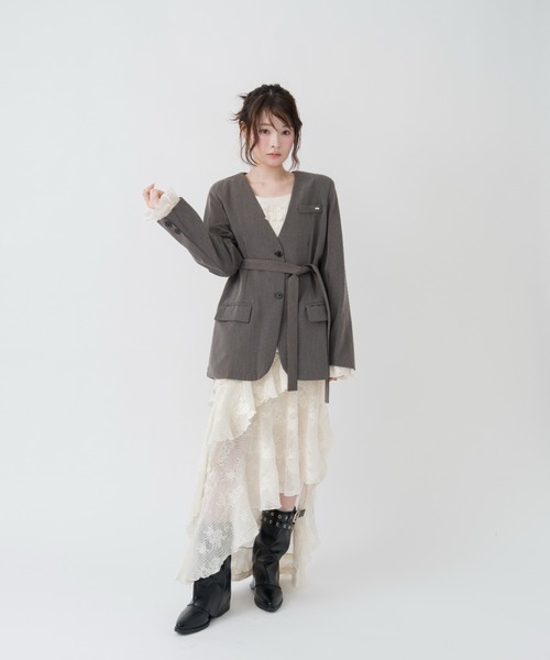mellowneon（メロウネオン）の「3wayアシンメトリーフリルレースワンピース（ワンピース・レディース・アイボリー/ブラック・SMALL/MEDIUM）」の6枚目の写真