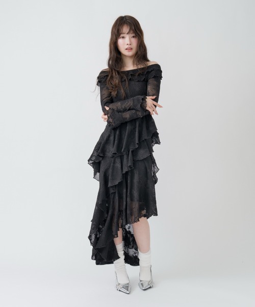 mellowneon（メロウネオン）の「3wayアシンメトリーフリルレースワンピース（ワンピース・レディース・アイボリー/ブラック・SMALL/MEDIUM）」の21枚目の写真