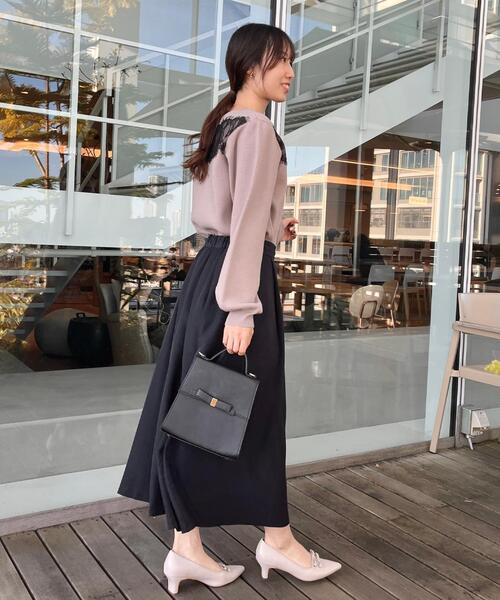 couture brooch(クチュールブローチ)の「【洗える・通勤】レース ドッキング ニット(ニット/セーター・レディース・オフホワイト/チャコールグレー/サンドベージュ・36/38/40/42)」の16枚目の写真