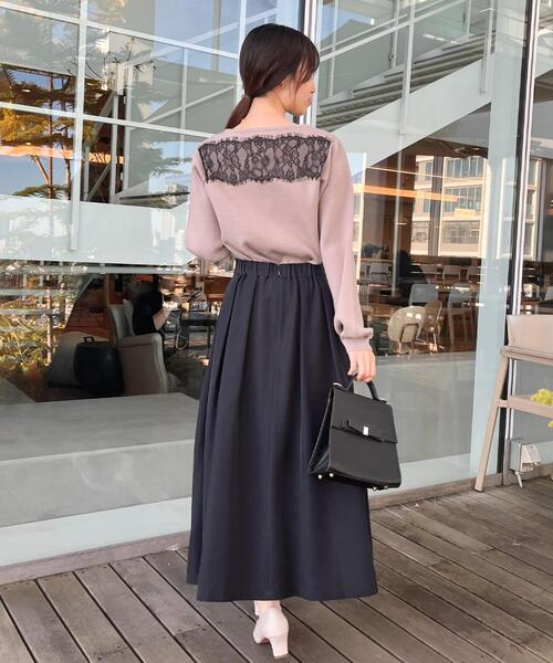 couture brooch(クチュールブローチ)の「【洗える・通勤】レース ドッキング ニット(ニット/セーター・レディース・オフホワイト/チャコールグレー/サンドベージュ・36/38/40/42)」の17枚目の写真