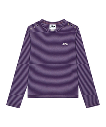 TANSANMAGNESIUM（タンサン マグネシウム）の「アイレットロングスリーブ（ストライプパープル）（Tシャツ/カットソー）」