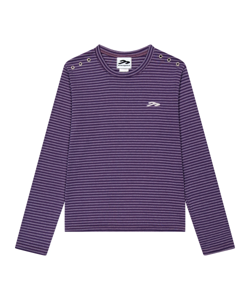 TANSANMAGNESIUM(タンサン マグネシウム)の「アイレットロングスリーブ(ストライプパープル)(Tシャツ/カットソー・レディース・その他・MEDIUM/LARGE)」の1枚目の写真
