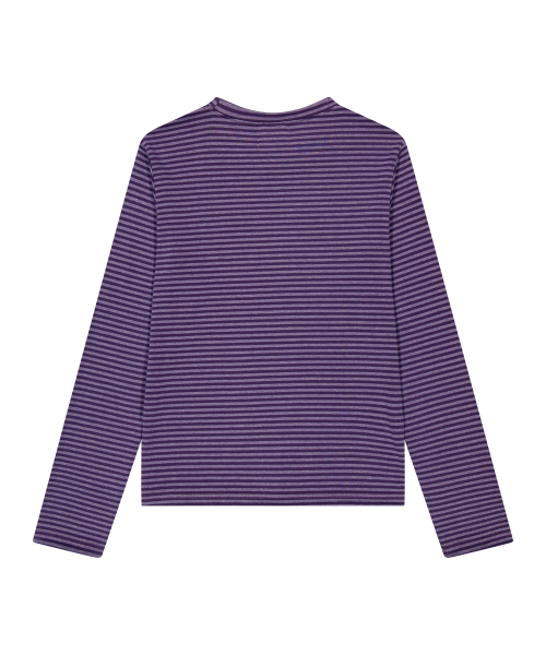 TANSANMAGNESIUM(タンサン マグネシウム)の「アイレットロングスリーブ(ストライプパープル)(Tシャツ/カットソー・レディース・その他・MEDIUM/LARGE)」の2枚目の写真