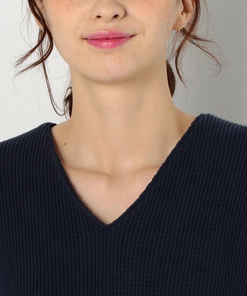 Another Edition（アナザーエディション）の「Vネック変形ワッフルプルオーバー/AEBC V/Nヘンケイ ワッフルPO◆（Tシャツ/カットソー・レディース・オフホワイト/グレー/ネイビー・FREE）」の5枚目の写真