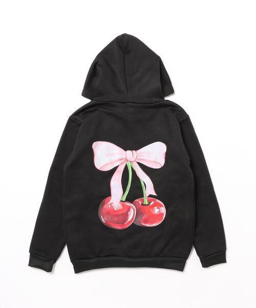 URBAN CHERRY（アーバンチェリー）の「リボンチェリーバッグロゴプリントフーディ（その他トップス・キッズ・ピンク/ブラック・130cm/120cm/140cm/110cm/150cm）」の5枚目の写真