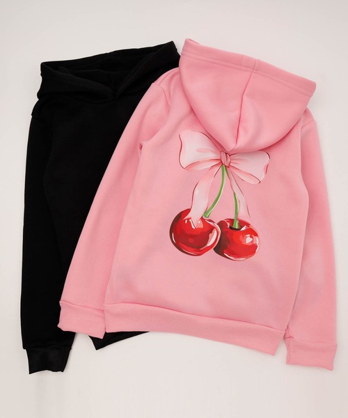 URBAN CHERRY（アーバンチェリー）の「リボンチェリーバッグロゴプリントフーディ（その他トップス・キッズ・ピンク/ブラック・130cm/120cm/140cm/110cm/150cm）」の16枚目の写真