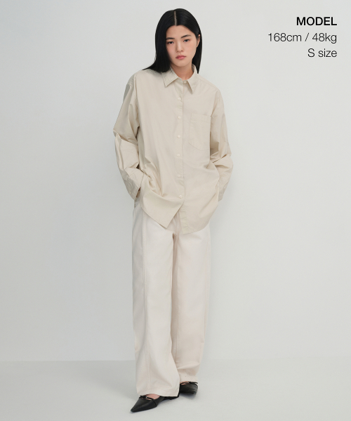 MUSINSA STANDARD WOMAN（ムシンサスタンダードウーマン）の「ウィメンズオーバーサイズウォッシュドポプリンシャツ[ライトベージュ]（シャツ/ブラウス・レディース・その他・SMALL/MEDIUM/LARGE/X-SMALL）」の8枚目の写真