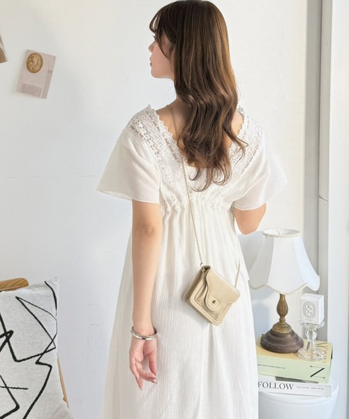 mily bilet(ミウィビレット)の「【mily bilet】甘さを抑えて上品に華やぐ。ナチュラルムードな レース使い楊柳フレアワンピース(ワンピース・レディース・ブラック/ブラウン/オフホワイト・SMALL/X-LARGE/MEDIUM/LARGE)」の17枚目の写真