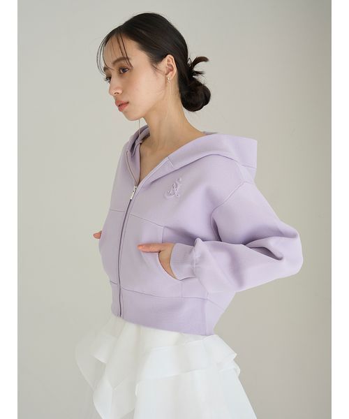 SNIDEL（スナイデル）の「ショートニットパーカー（パーカー・レディース・ホワイト/グレー/ラベンダー・F）」の7枚目の写真