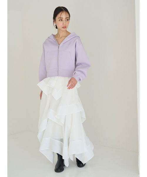 SNIDEL（スナイデル）の「ショートニットパーカー（パーカー・レディース・ホワイト/グレー/ラベンダー・F）」の11枚目の写真