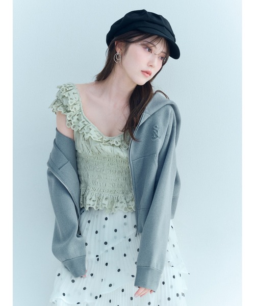 SNIDEL（スナイデル）の「ショートニットパーカー（パーカー・レディース・ホワイト/グレー/ラベンダー・F）」の3枚目の写真