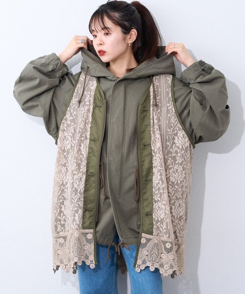 セール】【etsinta】レースベスト付モッズコート（その他アウター