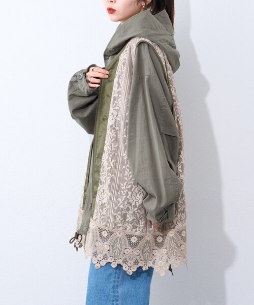 etsinta（エシンタ）の「【etsinta】レースベスト付モッズコート（その他アウター・レディース・カーキ/ブルー・ONE SIZE）」の11枚目の写真