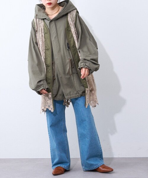 etsinta（エシンタ）の「【etsinta】レースベスト付モッズコート（その他アウター・レディース・カーキ/ブルー・ONE SIZE）」の15枚目の写真