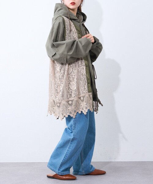 etsinta（エシンタ）の「【etsinta】レースベスト付モッズコート（その他アウター・レディース・カーキ/ブルー・ONE SIZE）」の17枚目の写真