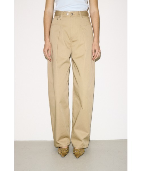 THROW by SLY(スローバイスライ)の「THROW J/W ADJUST CURVE TWILL PT ジャストウエストアジャストカーブツイルパンツ 冬服 春服(スラックス・レディース・ベージュ・1/0)」の1枚目の写真