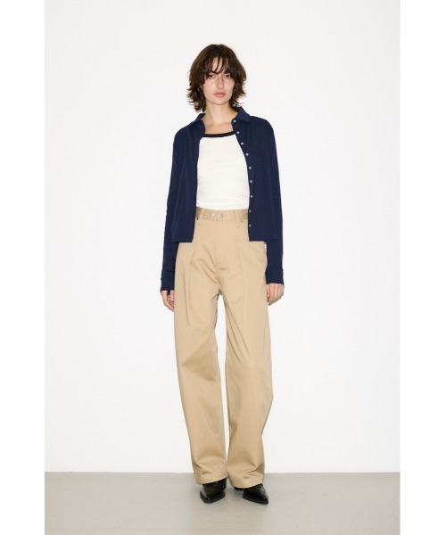 THROW by SLY(スローバイスライ)の「THROW J/W ADJUST CURVE TWILL PT ジャストウエストアジャストカーブツイルパンツ 冬服 春服(スラックス・レディース・ベージュ・1/0)」の2枚目の写真
