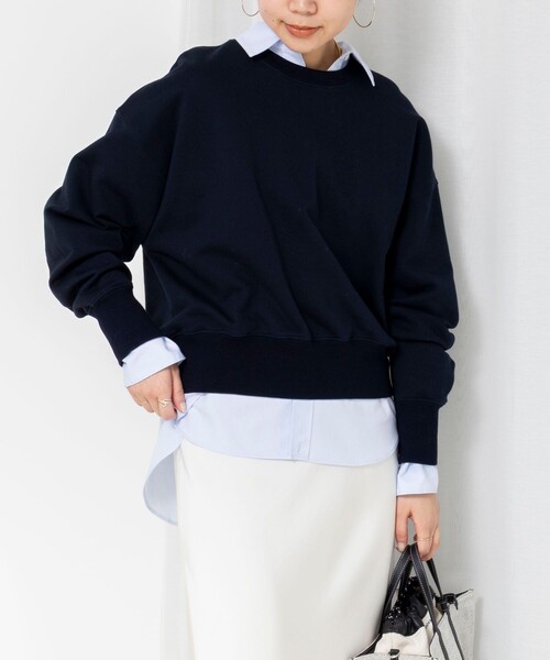 NOLLEY’S Sophi(ノーリーズソフィ)の「ウォッシャブルスウェットプルオーバー(スウェット・レディース・ネイビー/ホワイト/ライトグレー・38)」の1枚目の写真