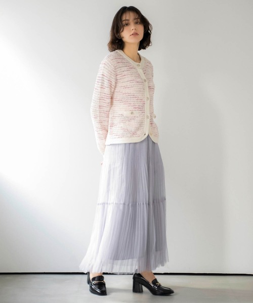 NOELA(ノエラ)の「プリーツチュールスカート(スカート・レディース・グレー/オフホワイト・S/M)」の1枚目の写真