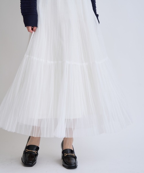 NOELA(ノエラ)の「プリーツチュールスカート(スカート・レディース・グレー/オフホワイト・S/M)」の9枚目の写真