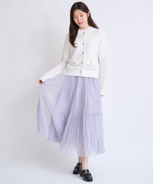 NOELA(ノエラ)の「プリーツチュールスカート(スカート・レディース・グレー/オフホワイト・S/M)」の13枚目の写真