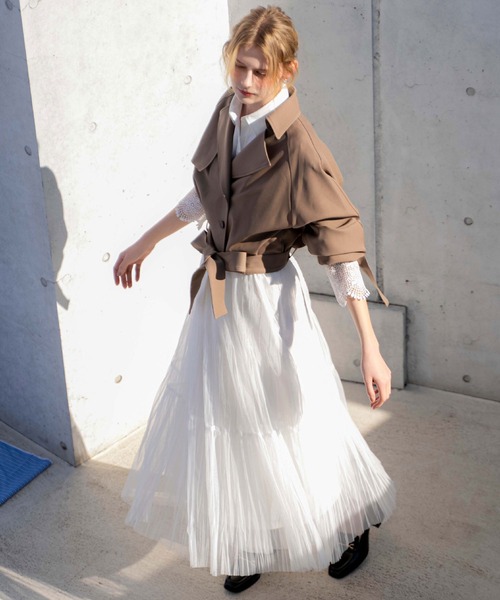 NOELA(ノエラ)の「プリーツチュールスカート(スカート・レディース・グレー/オフホワイト・S/M)」の22枚目の写真