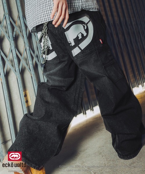 ecko unltd.(エコーアンリミテッド)の「ECKO UNLTD./別注ワイドペインターデニム(デニムパンツ・メンズ・ブラック/ブラック系・S/M/L/XL)」の3枚目の写真