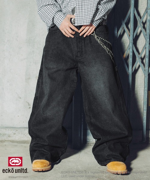 ecko unltd.(エコーアンリミテッド)の「ECKO UNLTD./別注ワイドペインターデニム(デニムパンツ・メンズ・ブラック/ブラック系・S/M/L/XL)」の5枚目の写真