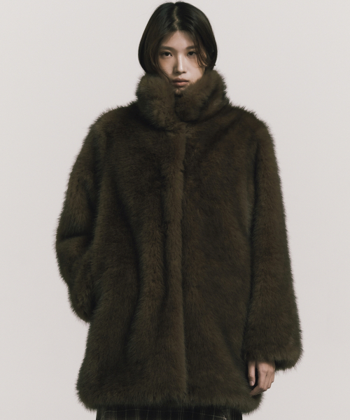 NICK&NICOLE(ニックアンドニコール)の「LUXE FUR MIDI JACKET_BROWN(ムートンコート・レディース・その他・FREE)」の1枚目の写真