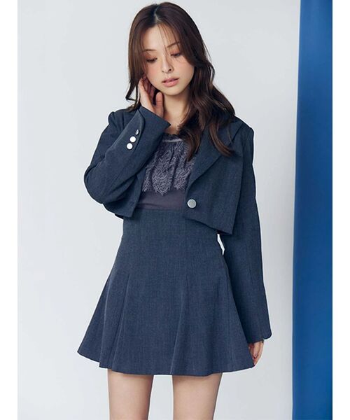 MERCURYDUO（マーキュリーデュオ）の「【セットアップ着用可】クロップドジャケット（テーラードジャケット・レディース・チャコールグレー/アイボリー・FREE）」の6枚目の写真