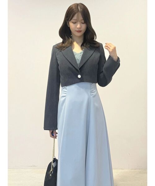 MERCURYDUO（マーキュリーデュオ）の「【セットアップ着用可】クロップドジャケット（テーラードジャケット・レディース・チャコールグレー/アイボリー・FREE）」の10枚目の写真