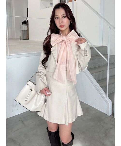 MERCURYDUO（マーキュリーデュオ）の「【セットアップ着用可】クロップドジャケット（テーラードジャケット・レディース・チャコールグレー/アイボリー・FREE）」の21枚目の写真