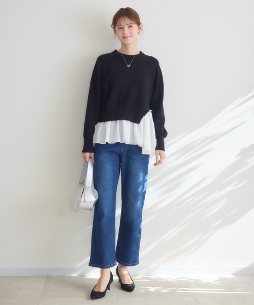 KATHARINE ROSS（キャサリンロス）の「【PILLINI/ピリーニ】【接触冷感 / 吸水速乾】Coolishウエストリブパンツ（デニムパンツ・レディース・ライトブルー/ネイビー・MEDIUM/SMALL）」の12枚目の写真