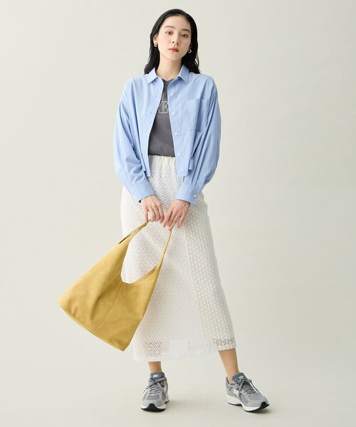 ANY（エニィ）の「ANYクロップドシャツ（シャツ/ブラウス・レディース・スカイブルー系/ホワイト系・X-LARGE）」の5枚目の写真