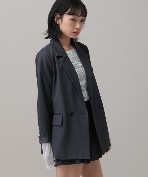 3.3 Field Trip （3.3フィールドトリップ）の「【セットアップ着用可能】3.3 Field Trip／オーバーテーラードジャケット（テーラードジャケット・レディース・ブラック/グレー・FREE）」の12枚目の写真