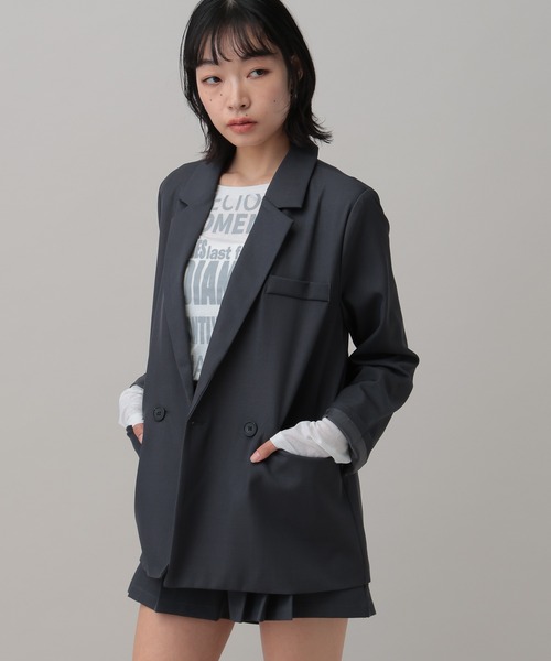 3.3 Field Trip （3.3フィールドトリップ）の「【セットアップ着用可能】3.3 Field Trip／オーバーテーラードジャケット（テーラードジャケット・レディース・ブラック/グレー・FREE）」の13枚目の写真