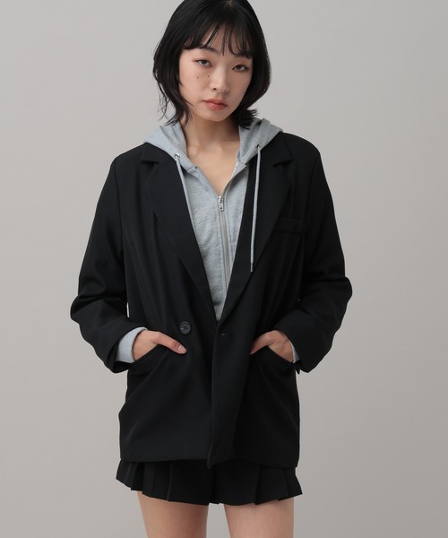 3.3 Field Trip （3.3フィールドトリップ）の「【セットアップ着用可能】3.3 Field Trip／オーバーテーラードジャケット（テーラードジャケット・レディース・ブラック/グレー・FREE）」の4枚目の写真