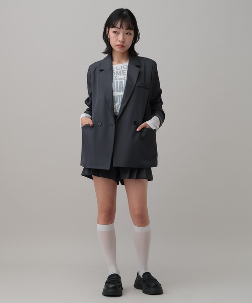 3.3 Field Trip （3.3フィールドトリップ）の「【セットアップ着用可能】3.3 Field Trip／オーバーテーラードジャケット（テーラードジャケット・レディース・ブラック/グレー・FREE）」の8枚目の写真
