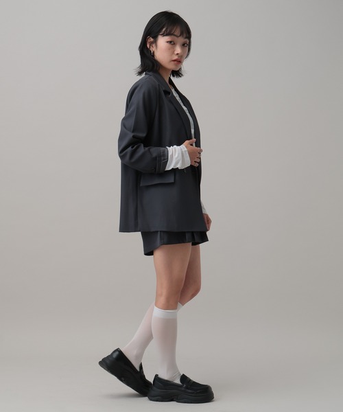 3.3 Field Trip （3.3フィールドトリップ）の「【セットアップ着用可能】3.3 Field Trip／オーバーテーラードジャケット（テーラードジャケット・レディース・ブラック/グレー・FREE）」の9枚目の写真