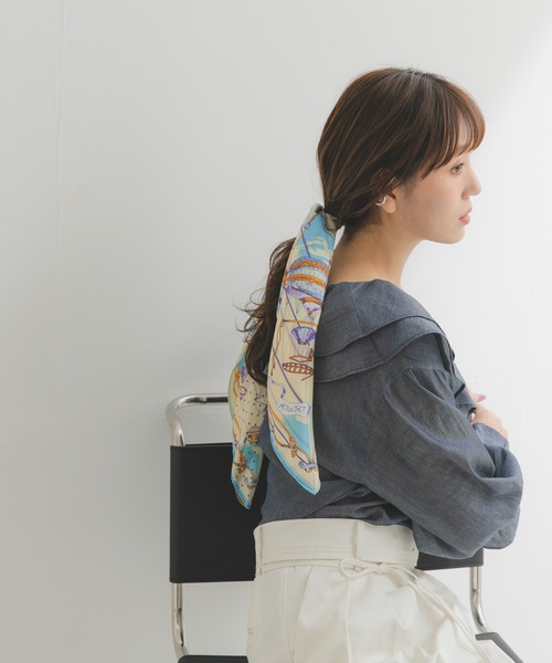 URBAN RESEARCH ROSSO WOMEN（アーバンリサーチ　ロッソ）の「manipuri　65ビットバルーン（バンダナ/スカーフ・レディース・ライトブルー・-）」の2枚目の写真
