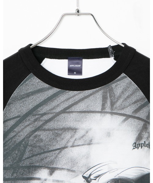 APPLEBUM（アップルバム）の「“Drift Marks” Raglan L/S T-shirt（Tシャツ/カットソー・メンズ・ブラック×ホワイト・LARGE/MEDIUM/X-LARGE）」の3枚目の写真