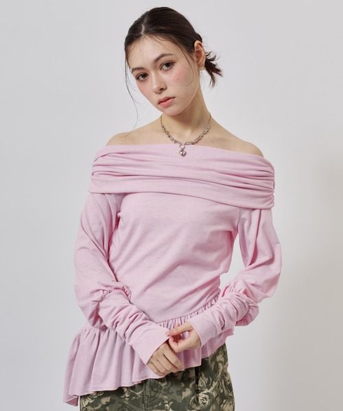 atmos pink(アトモスピンク)の「atmos pink Frill Hem Tops / アトモスピンク フリル ヘム トップス(その他トップス・レディース・ピンク/グリーン/チャコール・FREE)」の3枚目の写真