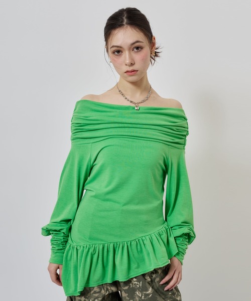 atmos pink(アトモスピンク)の「atmos pink Frill Hem Tops / アトモスピンク フリル ヘム トップス(その他トップス・レディース・ピンク/グリーン/チャコール・FREE)」の2枚目の写真