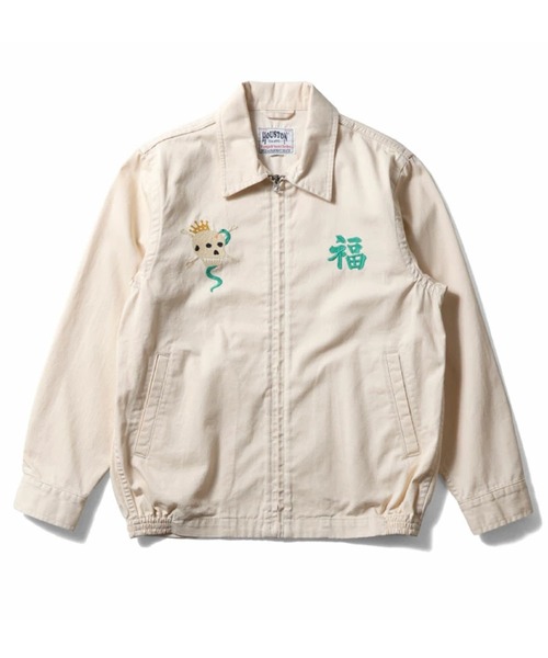 HOUSTON(ヒューストン)の「HOUSTON ヒューストン COTTON VIETNAM JACKET(SKULL) スカル柄 刺繍 コットン ベトナムジャケット/ベトジャン/スーベニアジャケット(ブルゾン・メンズ・オリーブドラブ/オフホワイト/ブラック・XL/L/M)」の5枚目の写真