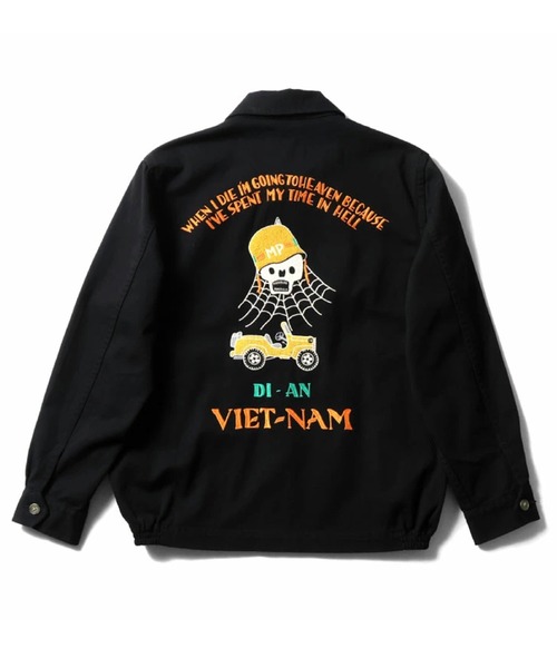 HOUSTON(ヒューストン)の「HOUSTON ヒューストン COTTON VIETNAM JACKET(SKULL) スカル柄 刺繍 コットン ベトナムジャケット/ベトジャン/スーベニアジャケット(ブルゾン・メンズ・オリーブドラブ/オフホワイト/ブラック・XL/L/M)」の8枚目の写真
